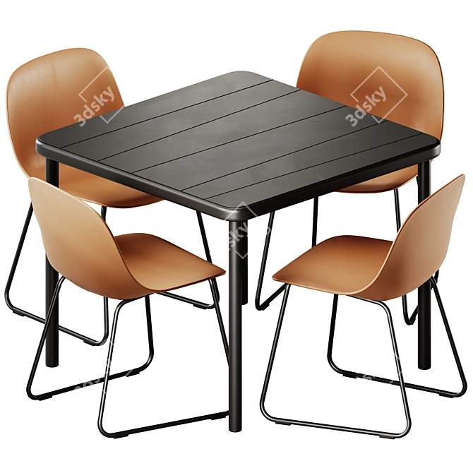 Modern Outdoor Chair & Table 3D model image 2