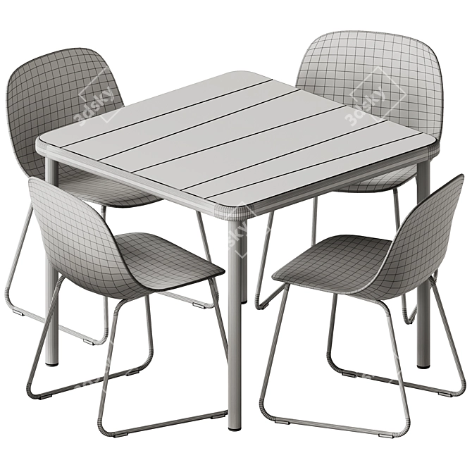 Modern Outdoor Chair & Table 3D model image 7