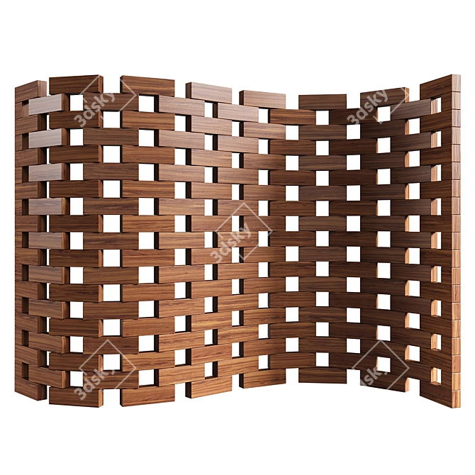 Zen Wood Screen Divider 3D model image 2