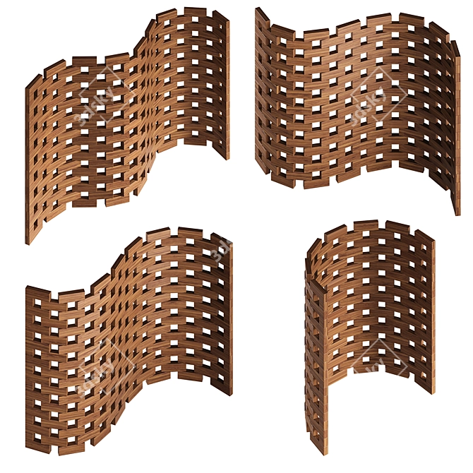 Zen Wood Screen Divider 3D model image 6