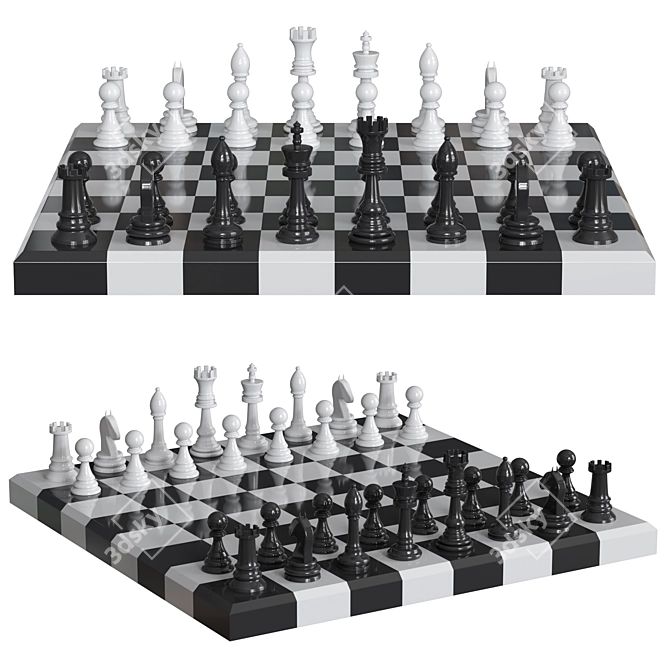 Modern Chess Set 2015 Edition 3D model image 1