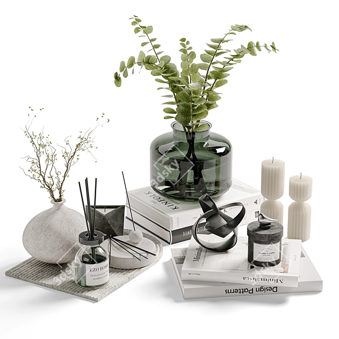 Modern Decor Set with Plants 3D model image 1