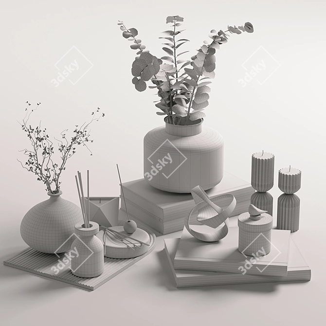 Modern Decor Set with Plants 3D model image 5