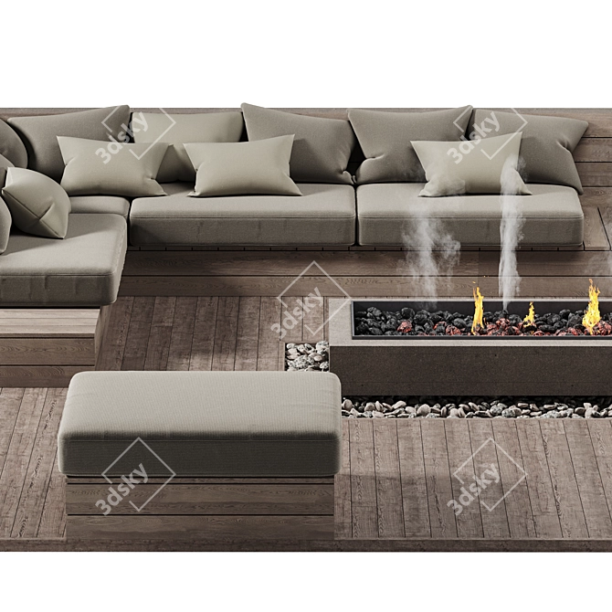 Cozy Fire Pit Lounge Set 3D model image 3