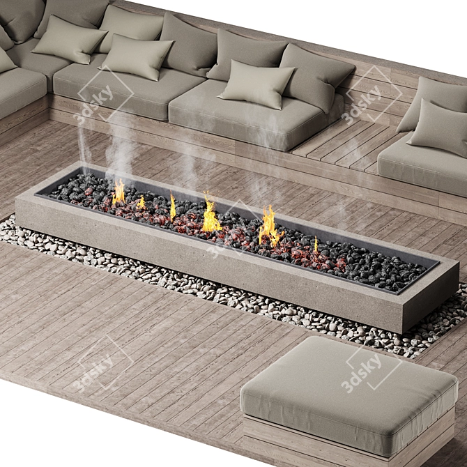 Cozy Fire Pit Lounge Set 3D model image 4