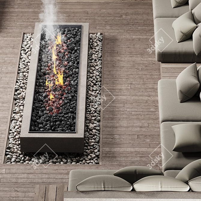 Cozy Fire Pit Lounge Set 3D model image 5