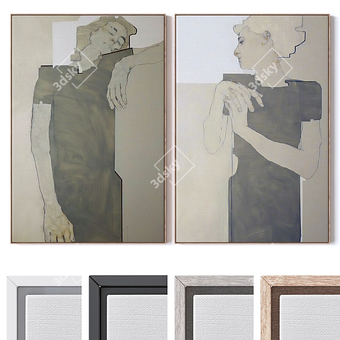 Wall Art Set with Frames 3D model image 1