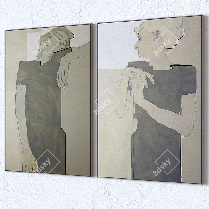 Wall Art Set with Frames 3D model image 3