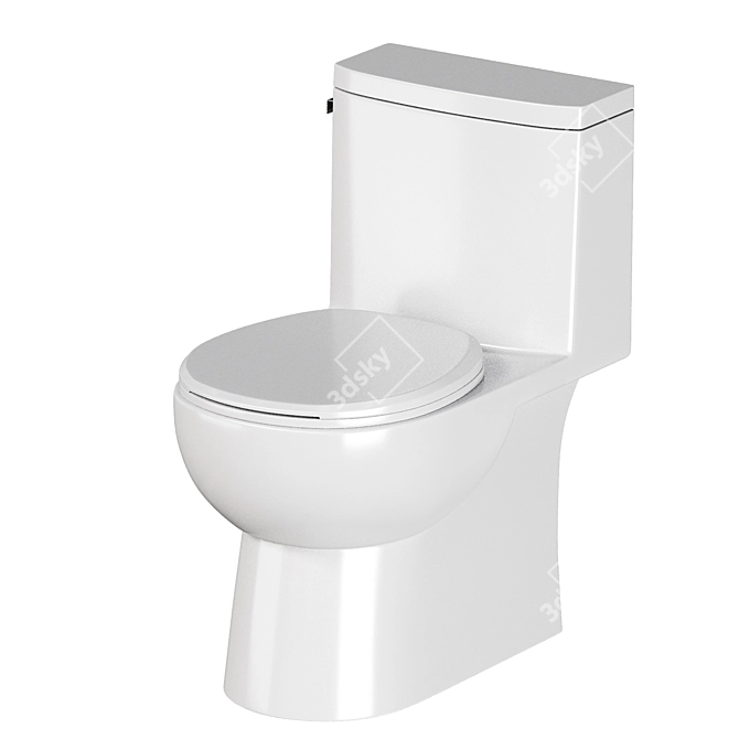 Sleek MALIBU Round Front Toilet 3D model image 4