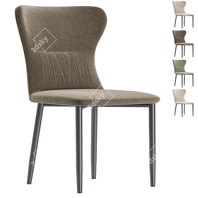 Mavis Fabric Dining Chair: Pebble Grey 3D model image 1