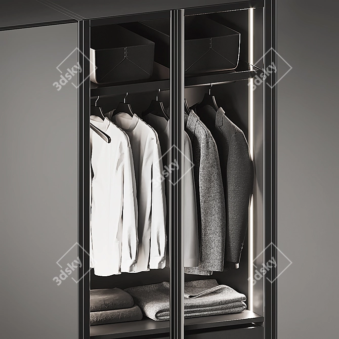 Illuminated Wardrobe 300x65x260 with Adjustable Lighting 3D model image 3