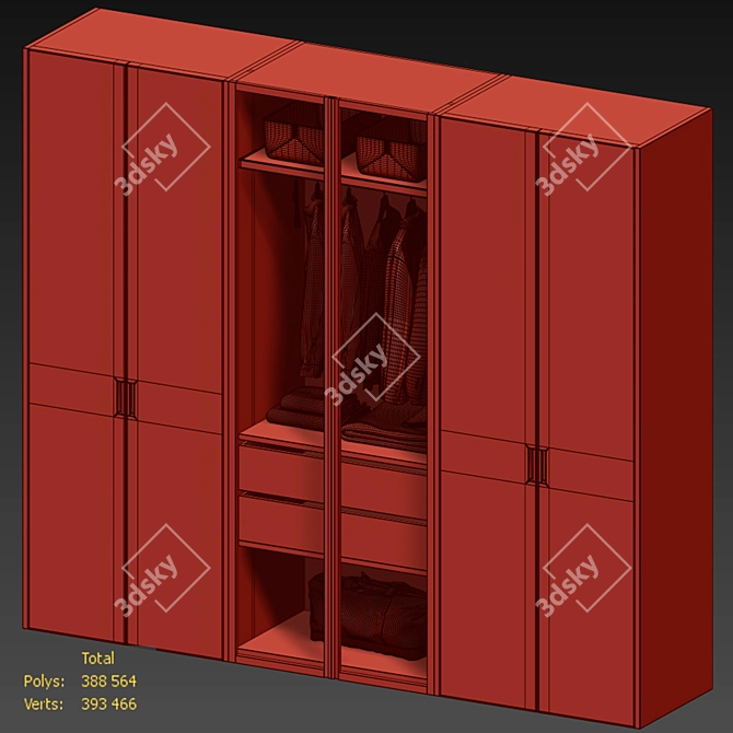 Illuminated Wardrobe 300x65x260 with Adjustable Lighting 3D model image 4