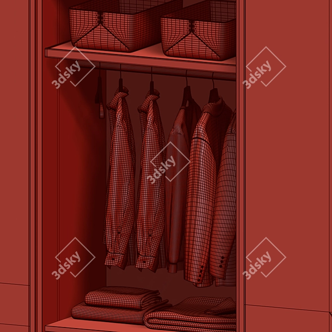 Illuminated Wardrobe 300x65x260 with Adjustable Lighting 3D model image 5