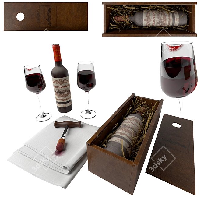 Wine Composition VRay Materials 3D model image 1