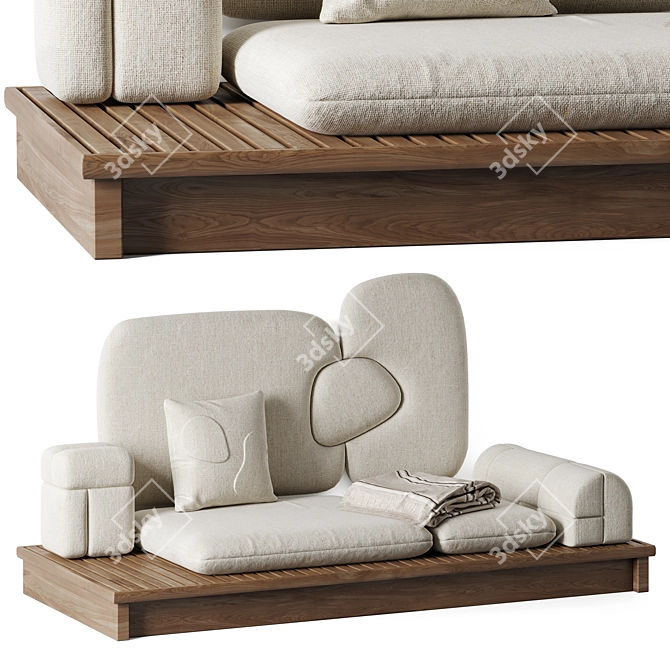 Sheep Headboard Sofa with Pillows 3D model image 7