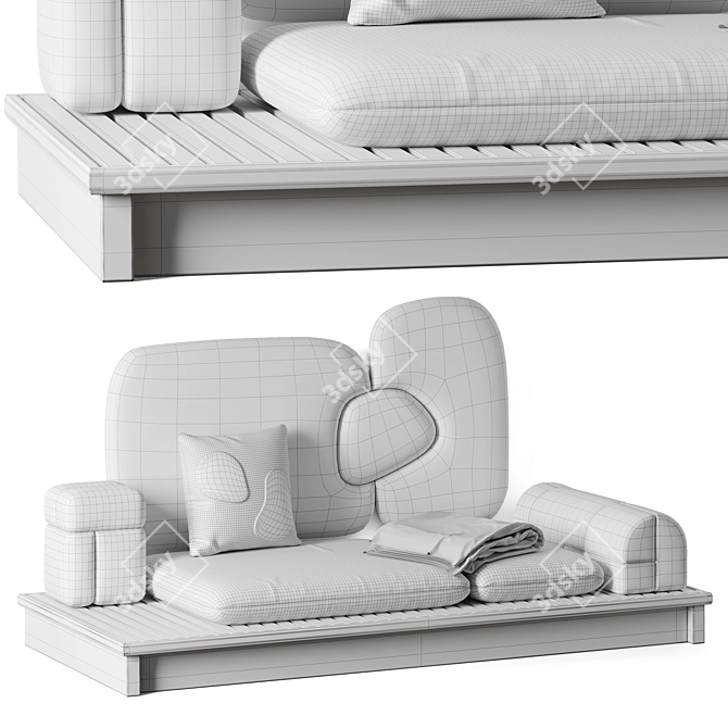 Sheep Headboard Sofa with Pillows 3D model image 12