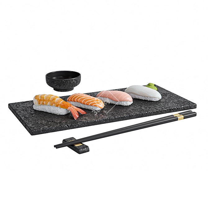  Japanese Sushi Set with Textures 3D model image 2