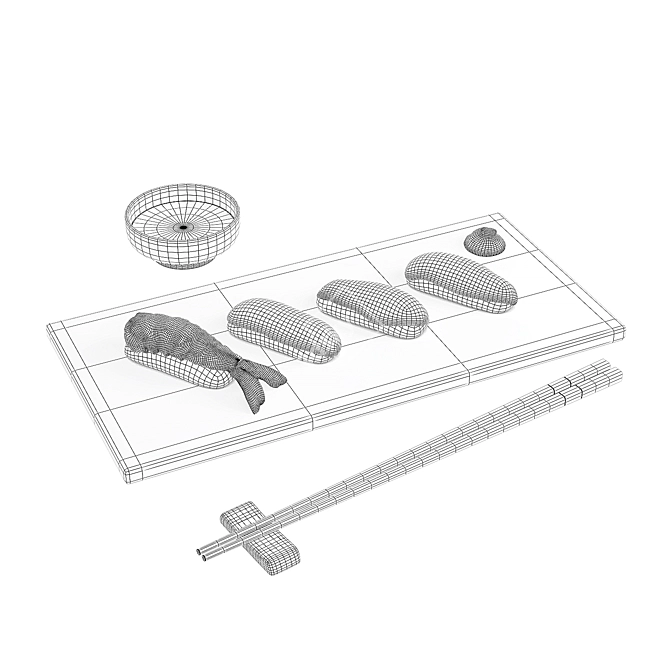  Japanese Sushi Set with Textures 3D model image 4