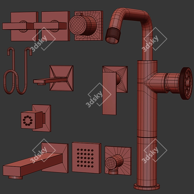  Faucet Set for Bathroom Sink 3D model image 3