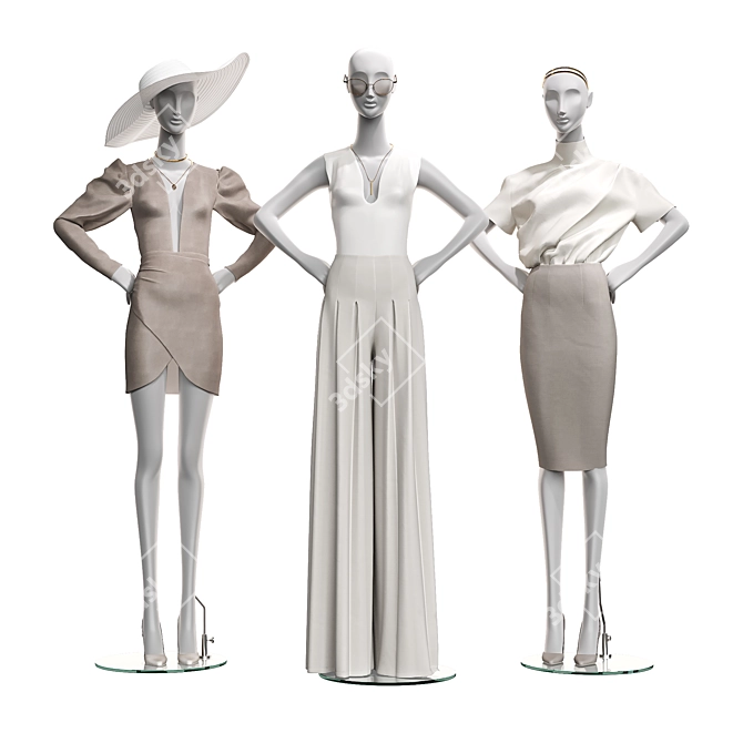 Mannequin Set for Store Decor 3D model image 1