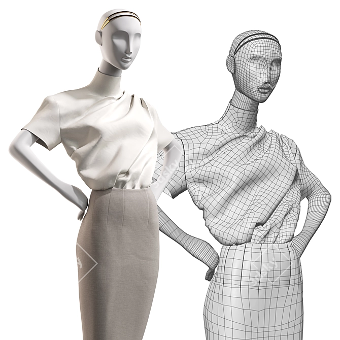 Mannequin Set for Store Decor 3D model image 5