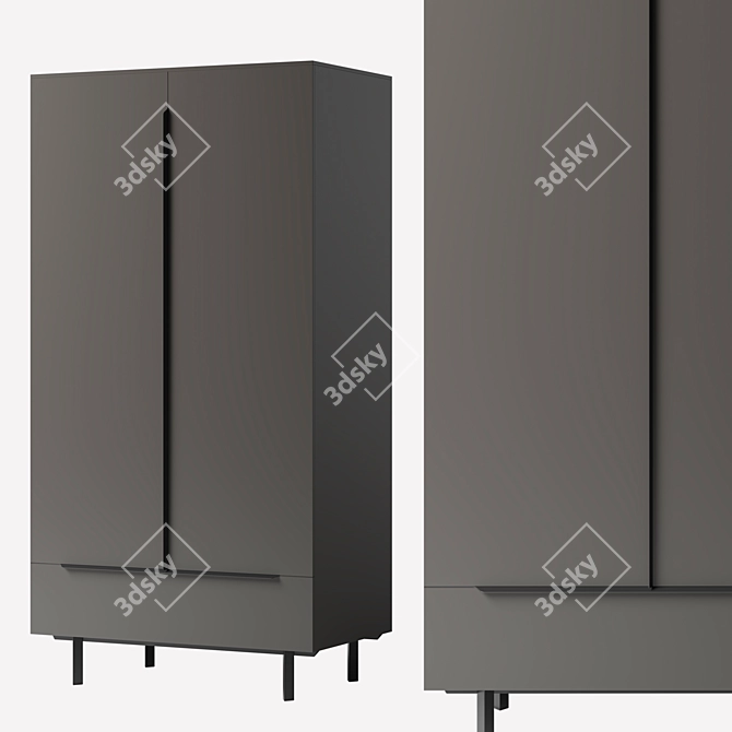 Damien Double Wardrobe Natural Oak 3D model image 2