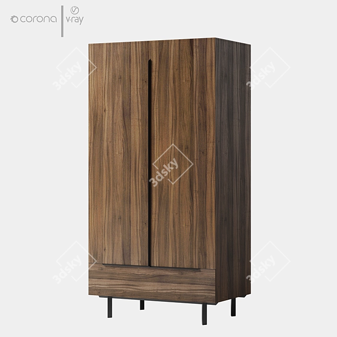 Damien Double Wardrobe Natural Oak 3D model image 8