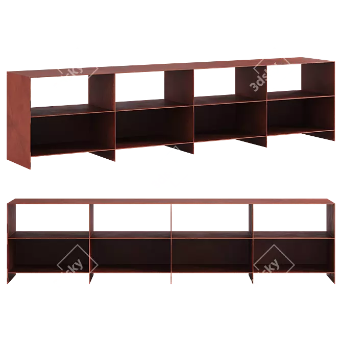 Industrial Steel Bookshelf 3D model image 4