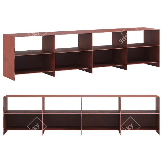 Industrial Steel Bookshelf 3D model image 9