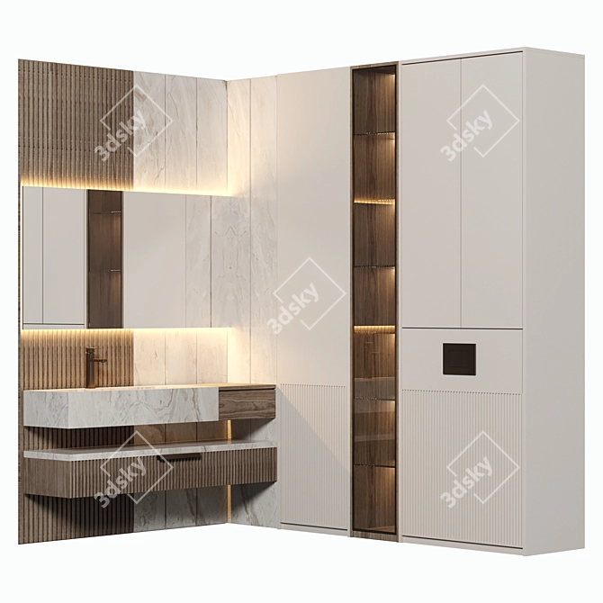 Elegant Modular Bathroom Cabinet 3D model image 1