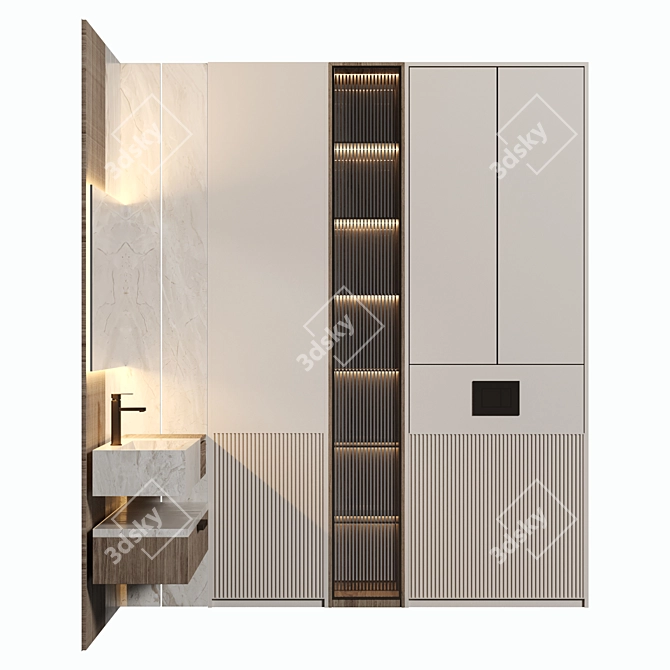 Elegant Modular Bathroom Cabinet 3D model image 2