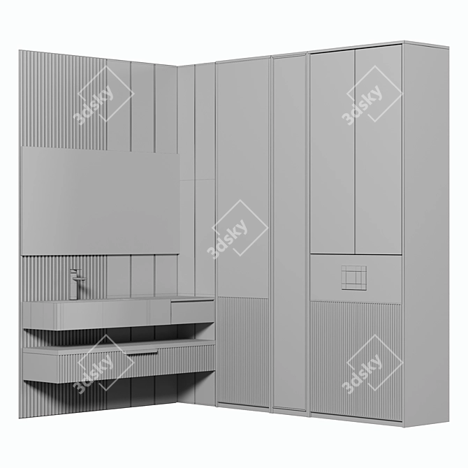 Elegant Modular Bathroom Cabinet 3D model image 4