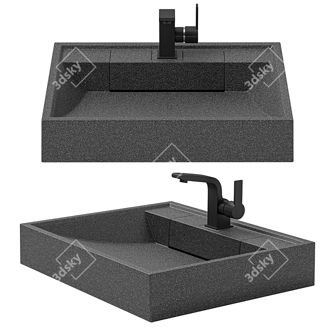 Aquaton Рейн 60 cm Graphite Sink 3D model image 4