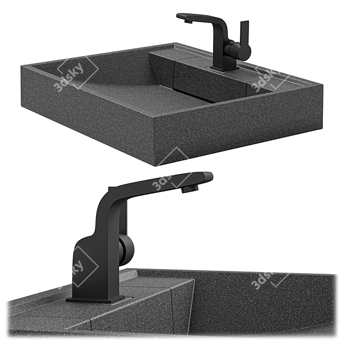 Aquaton Рейн 60 cm Graphite Sink 3D model image 5