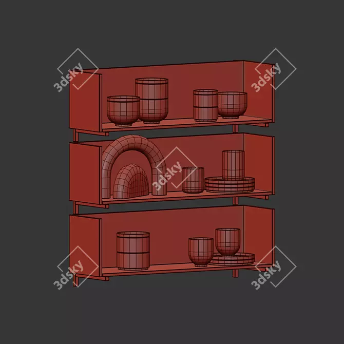 Minimalist Wall Shelf Decor Set 3D model image 4