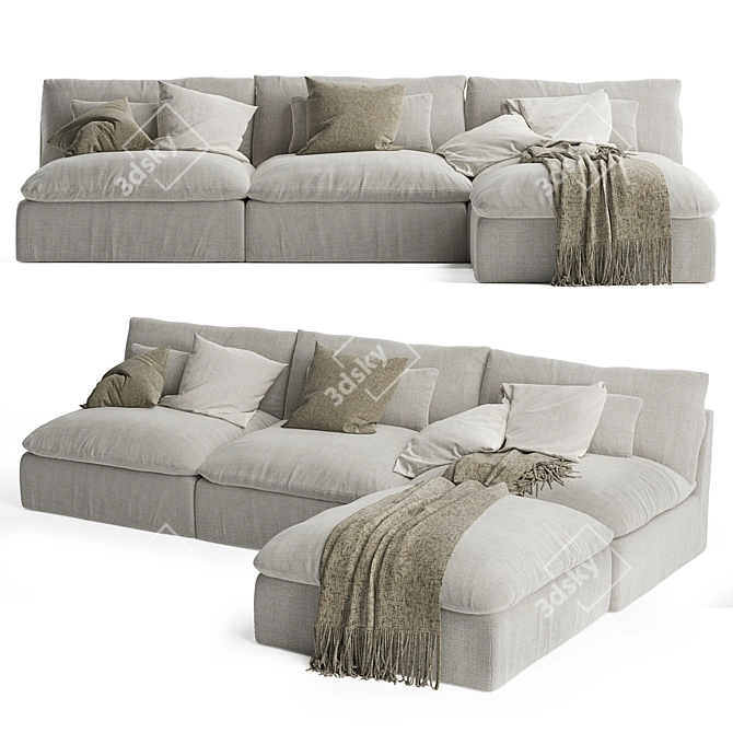 Luxurious ARIA Chaise Sectional Sofa 3D model image 1