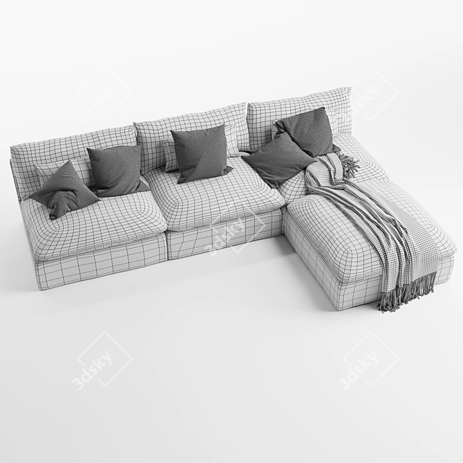 Luxurious ARIA Chaise Sectional Sofa 3D model image 7