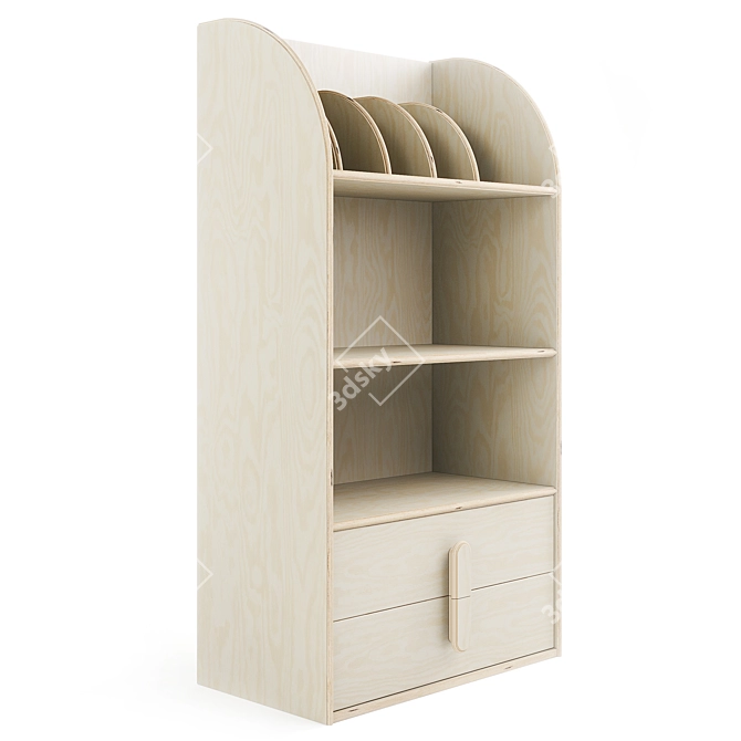 Montessori Bookshelf with Drawers 3D model image 2