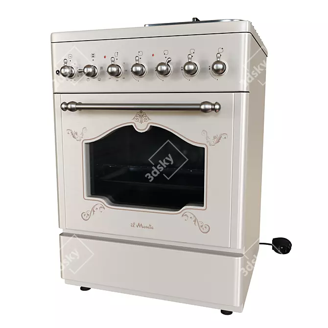 Retro Style ilMonte Gas Electric Range 3D model image 1