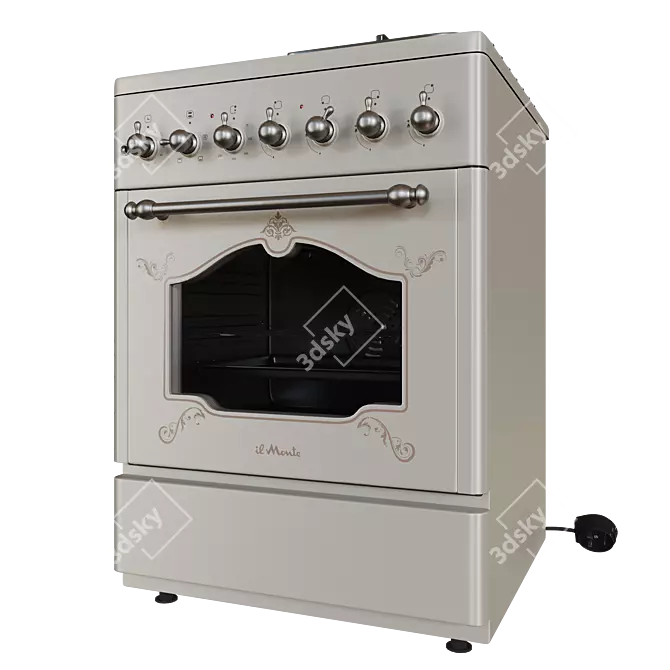 Retro Style ilMonte Gas Electric Range 3D model image 7