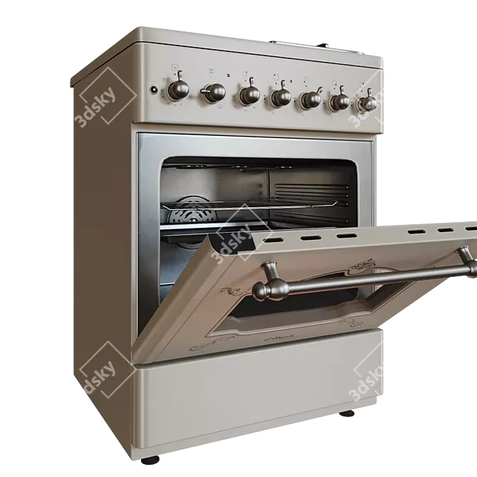 Retro Style ilMonte Gas Electric Range 3D model image 8