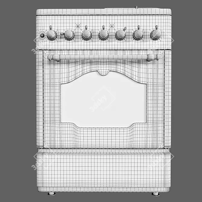 Retro Style ilMonte Gas Electric Range 3D model image 12