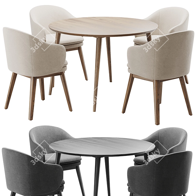 Modern Dining Chair Set 142 3D model image 1