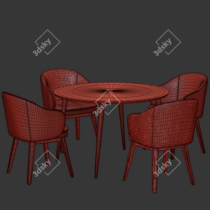 Modern Dining Chair Set 142 3D model image 6