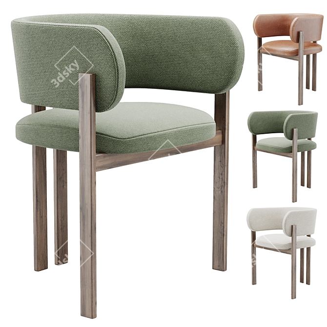 Modern Bay Dining Chair Design 3D model image 5