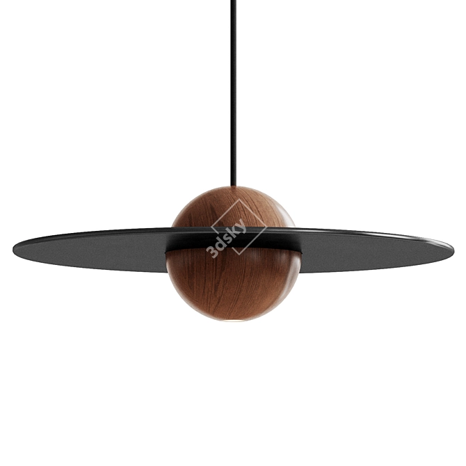 Elegant Metal Wood Lamp Fixture 3D model image 3