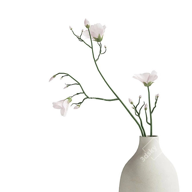 White Floral Vase Set 3D model image 2