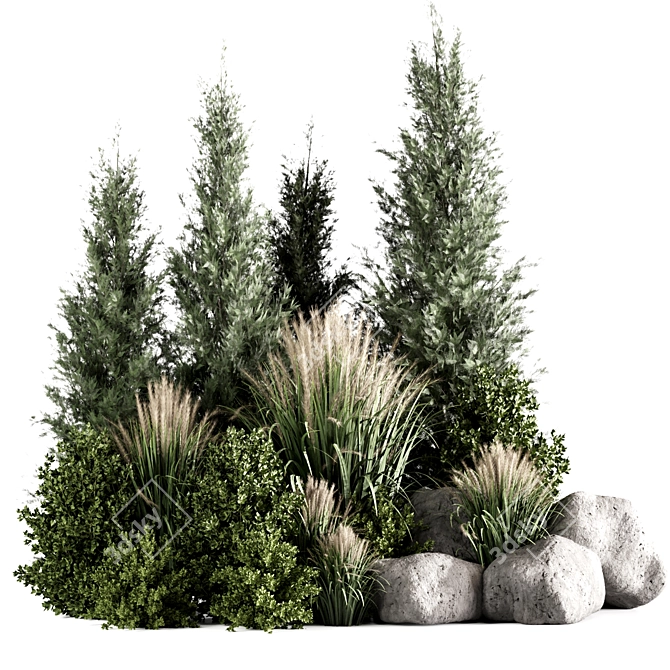 High-Quality Bush Set01 Model 3D model image 2