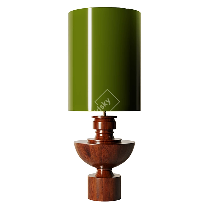 Spun Wood Lamp with Lacquer 3D model image 2