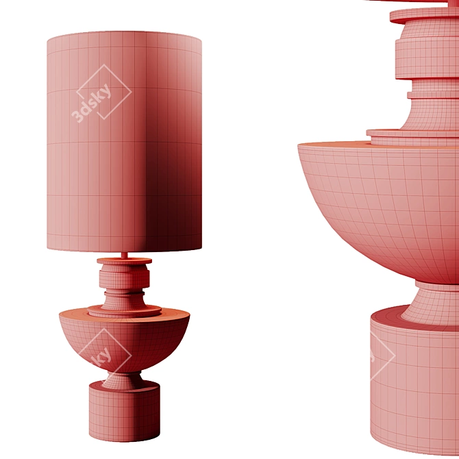 Spun Wood Lamp with Lacquer 3D model image 4